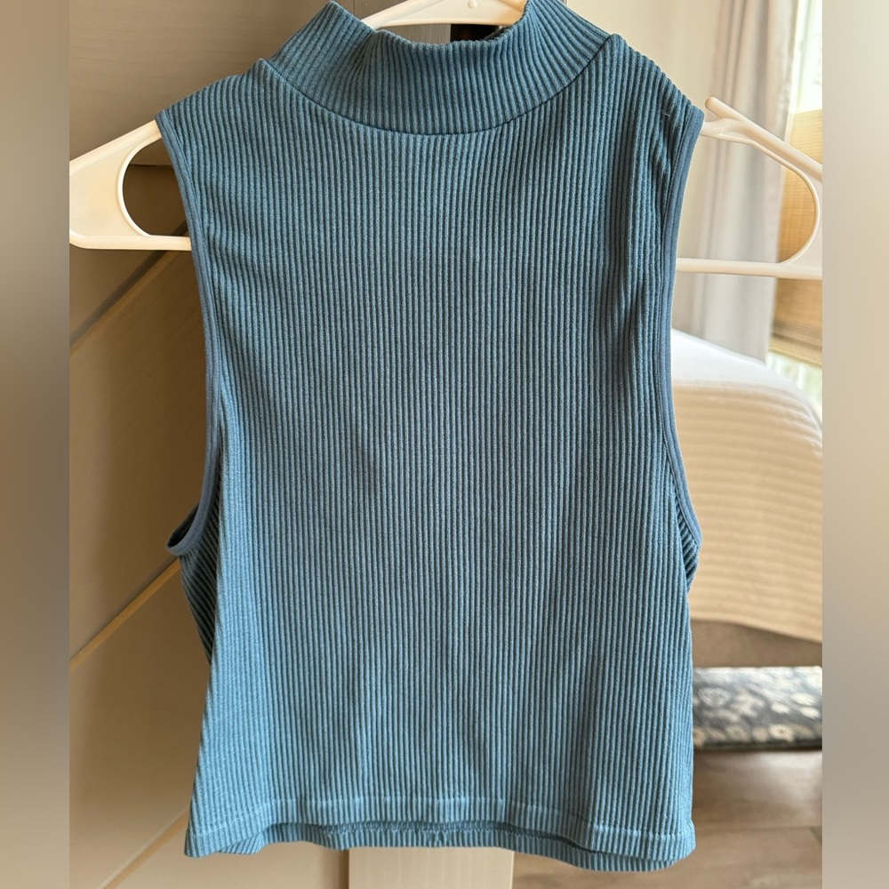 Blue Zara turtleneck crop top